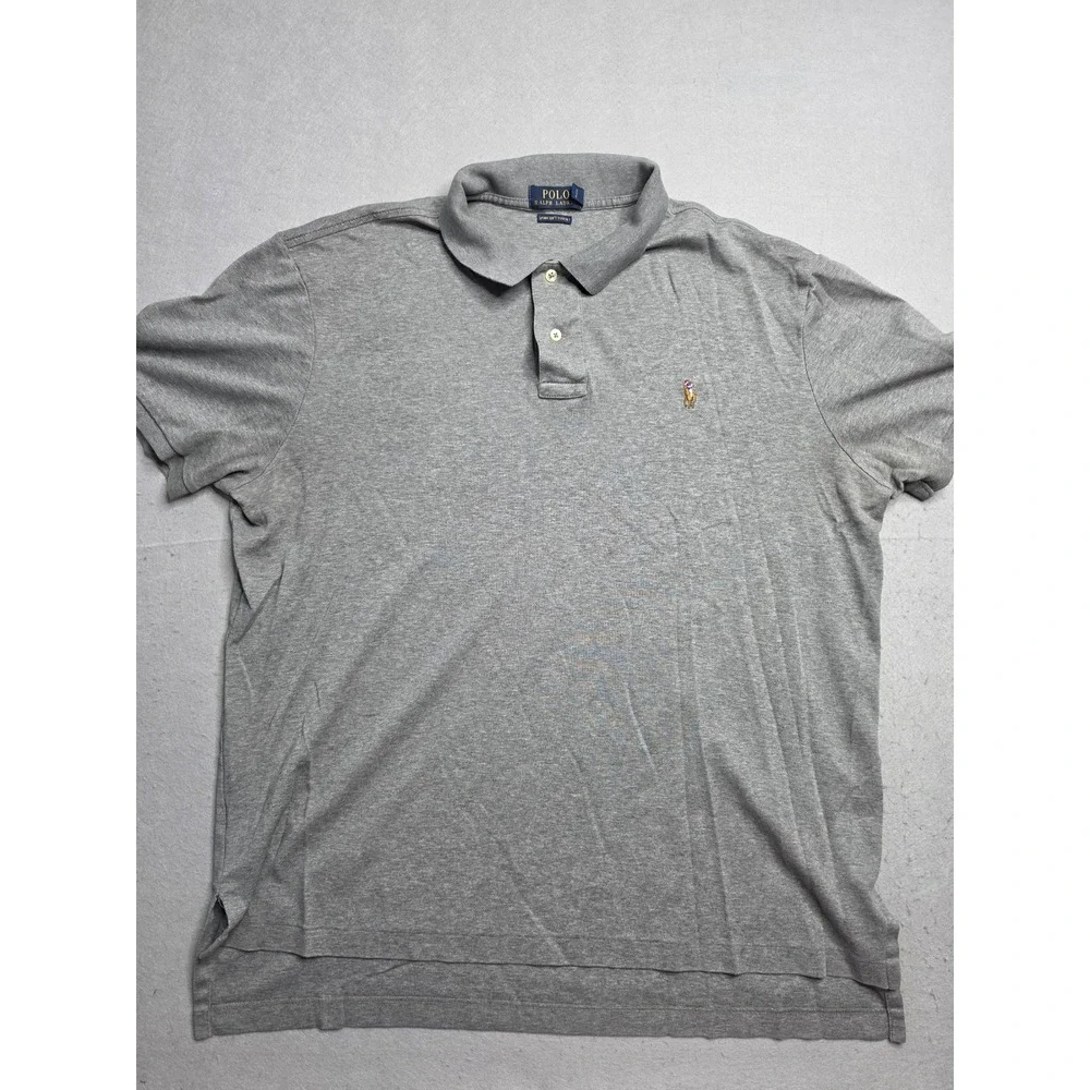 Polo Ralph Lauren Polo Shirt Men XL Gray Pony Logo Short Sleeve Golf Performance